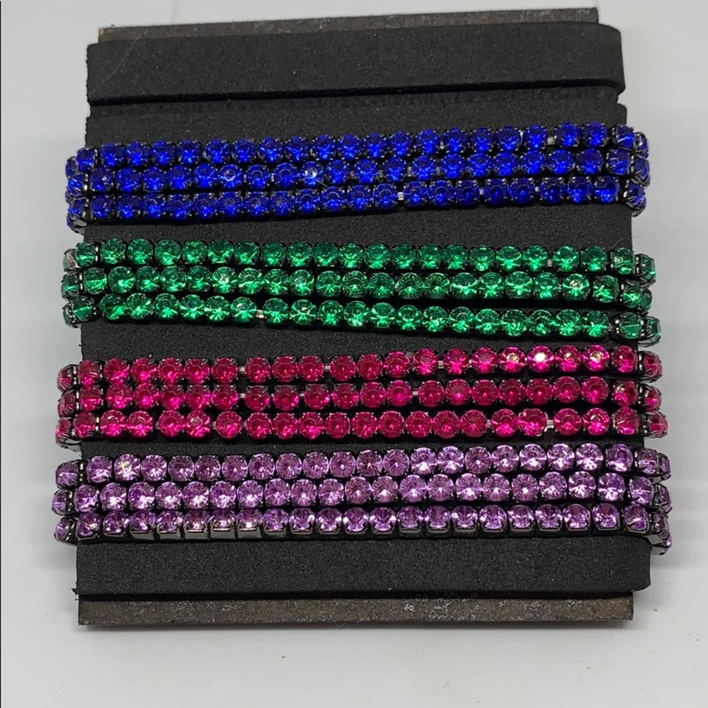 Colorful Rhinestone stretch bracelets set
